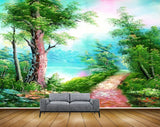 Avikalp MWZ2863 Trees Lake River Water Grass Plants Off Road Sky Painting HD Wallpaper