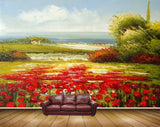 Avikalp MWZ2866 Clouds Grass Trees Red Flowers Plants Painting HD Wallpaper