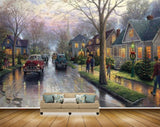 Avikalp MWZ2890 Houses Trees Road Cars People Dog Cat Grass Plants Painting HD Wallpaper