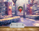 Avikalp MWZ2891 Trees Gate Bricks Flowers Snow Lights Painting HD Wallpaper