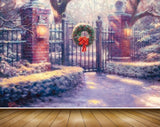 Avikalp MWZ2891 Trees Gate Bricks Flowers Snow Lights Painting HD Wallpaper