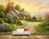 Avikalp MWZ2897 Clouds House Trees Flowers Grass Plants Off Road Painting HD Wallpaper