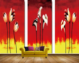 Avikalp MWZ2907 Red Yellow White Tulip Flowers Painting HD Wallpaper