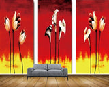 Avikalp MWZ2907 Red Yellow White Tulip Flowers Painting HD Wallpaper