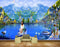 Avikalp MWZ2926 Mountains Clouds Birds Lake Pond Water Cranes Boats People Houses Road Ducks Trees Painting HD Wallpaper