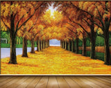 Avikalp MWZ2930 Trees Yellow Leaves Lake Grass Painting HD Wallpaper