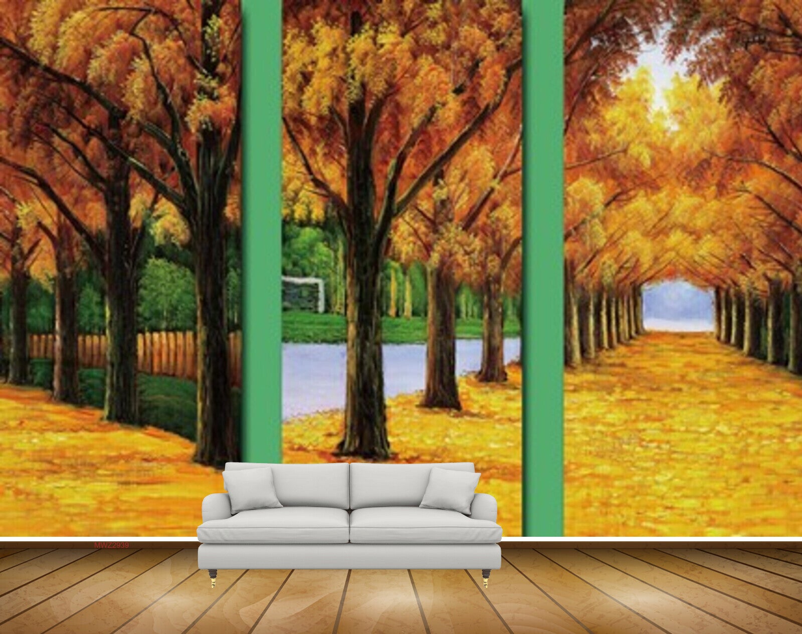 Avikalp MWZ2939 Trees Yellow Orange Leaves Painting HD Wallpaper