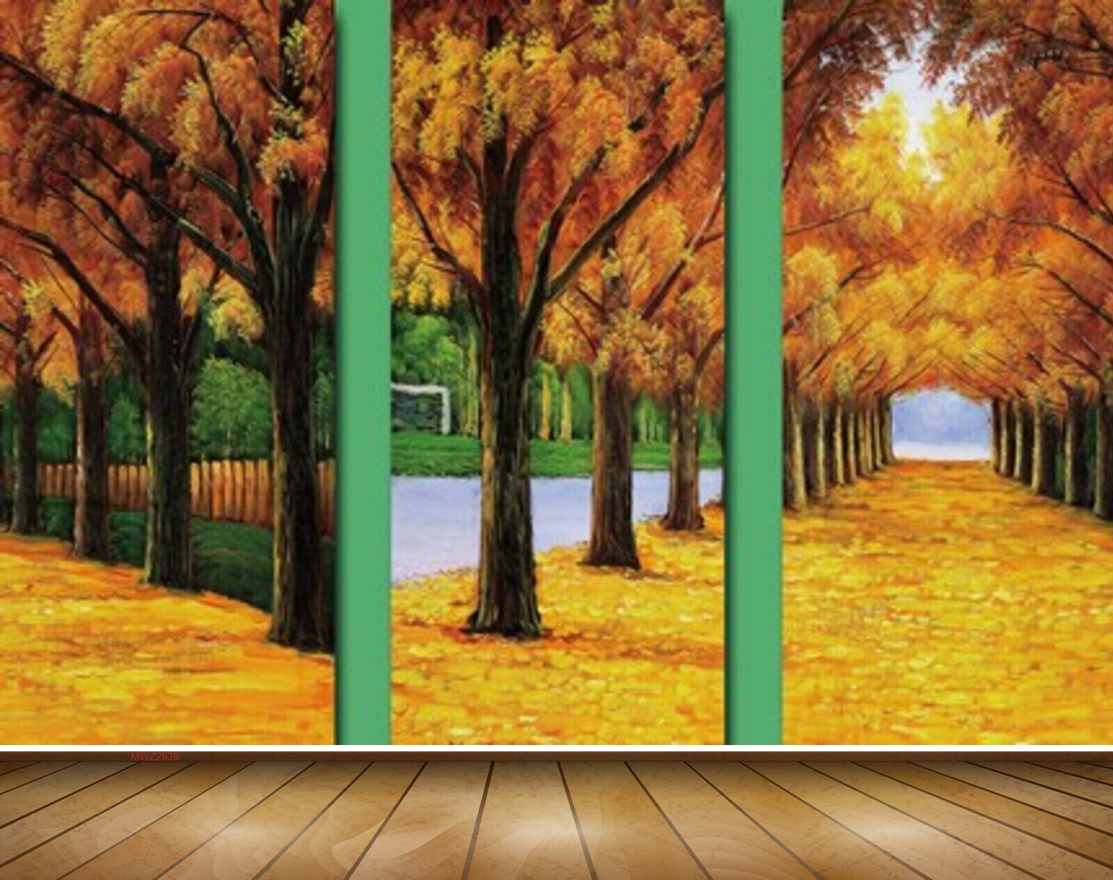 Avikalp MWZ2939 Trees Yellow Orange Leaves Painting HD Wallpaper