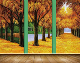 Avikalp MWZ2939 Trees Yellow Orange Leaves Painting HD Wallpaper