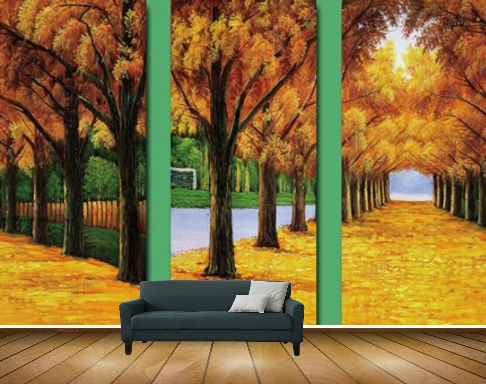 Avikalp MWZ2939 Trees Yellow Orange Leaves Painting HD Wallpaper