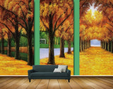 Avikalp MWZ2939 Trees Yellow Orange Leaves Painting HD Wallpaper