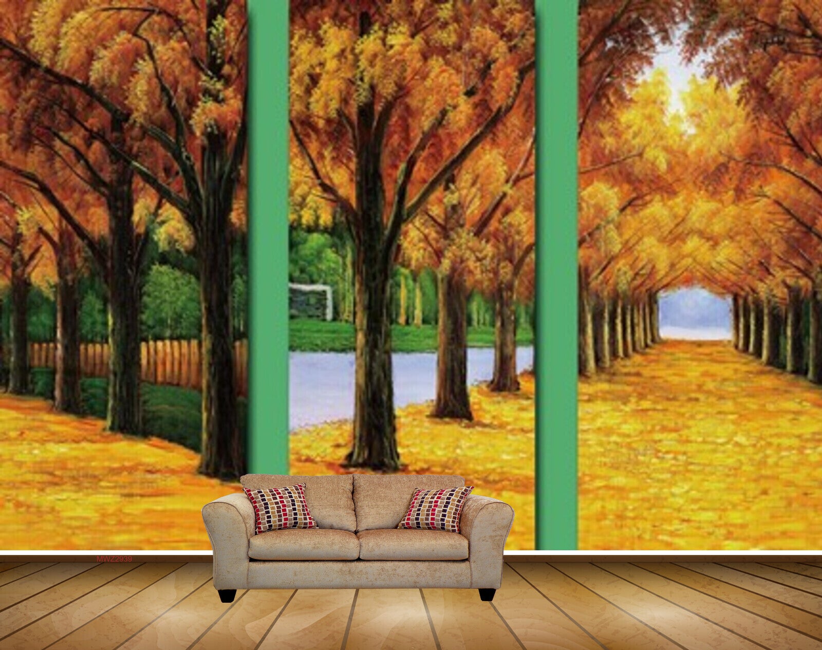 Avikalp MWZ2939 Trees Yellow Orange Leaves Painting HD Wallpaper