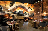Avikalp MWZ2970 Black Tank Explosion HD Wallpaper for Cafe Restaurant