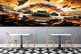 Avikalp MWZ2970 Black Tank Explosion HD Wallpaper for Cafe Restaurant