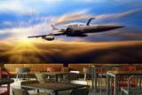 Avikalp MWZ2971 Sky Fighter Plane Clouds HD Wallpaper for Cafe Restaurant