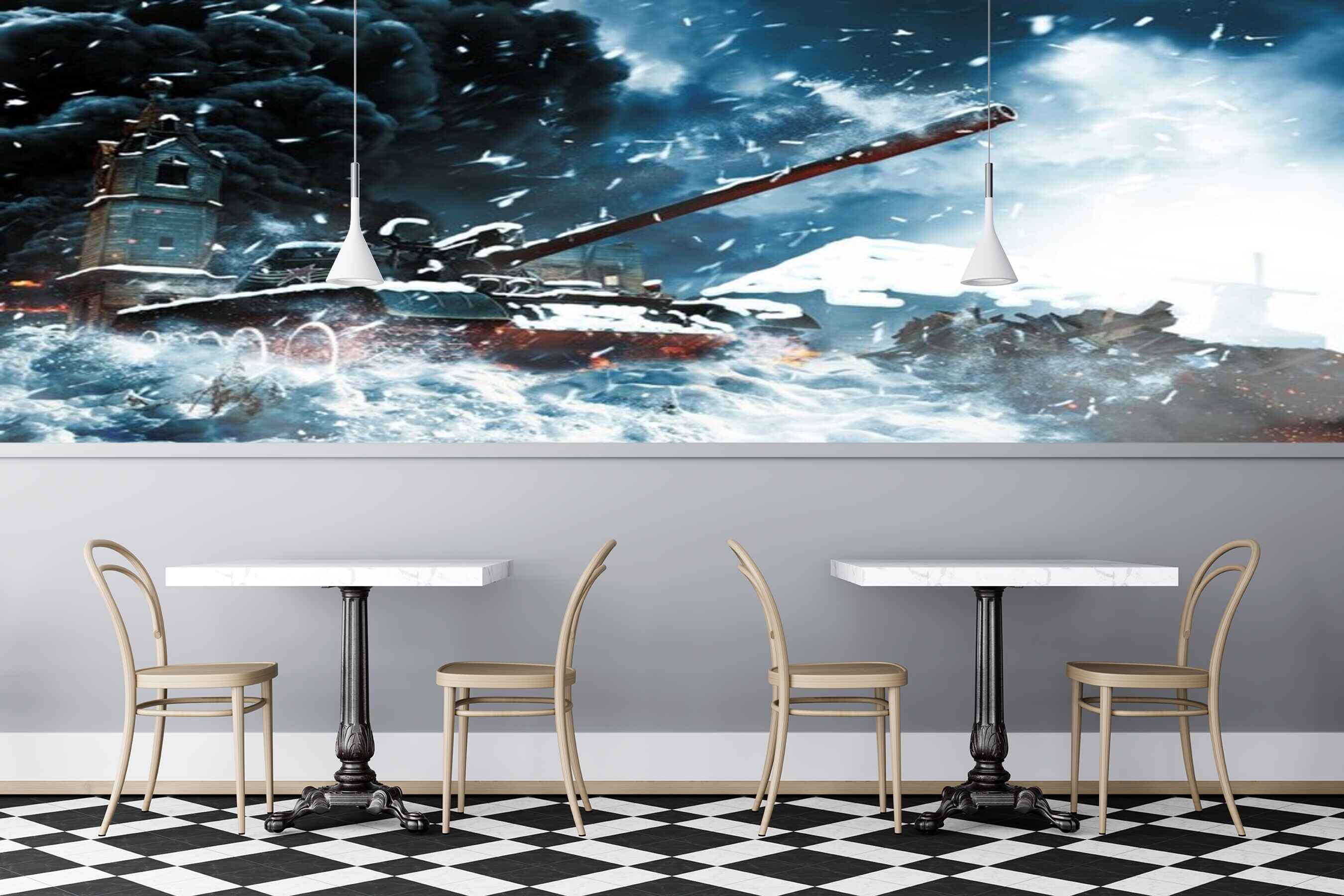 Avikalp MWZ2974 Fighter Tank HD Wallpaper for Cafe Restaurant