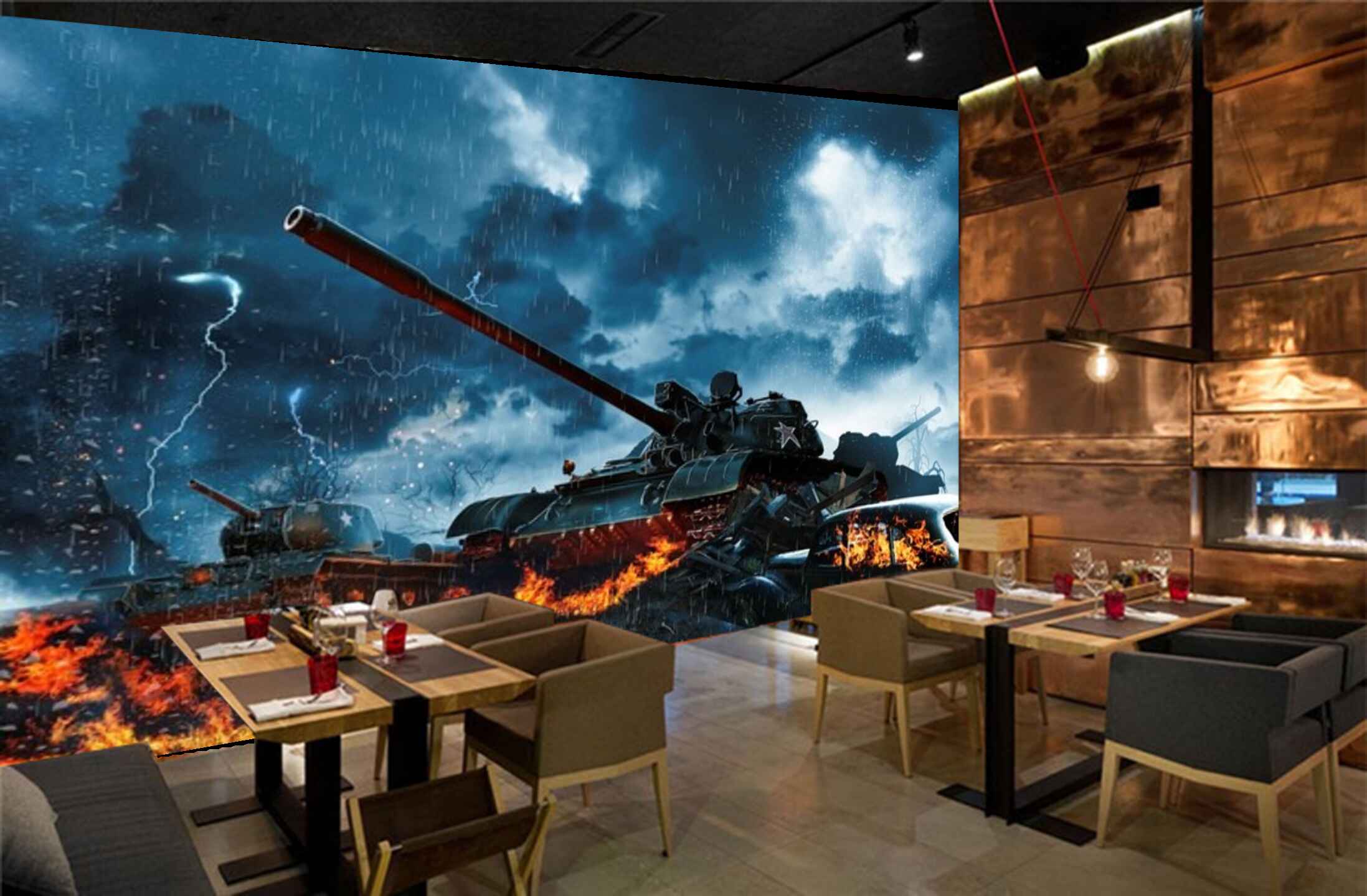 Avikalp MWZ2975 Fighter Tank HD Wallpaper for Cafe Restaurant