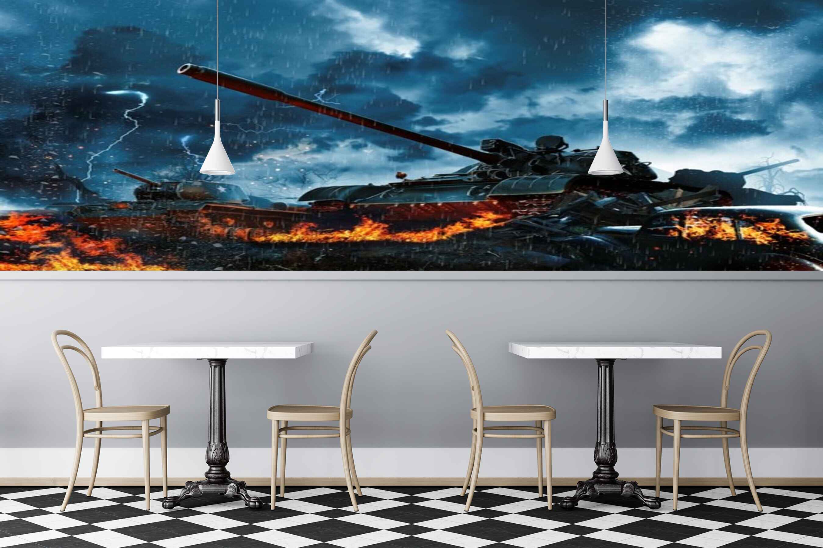 Avikalp MWZ2975 Fighter Tank HD Wallpaper for Cafe Restaurant