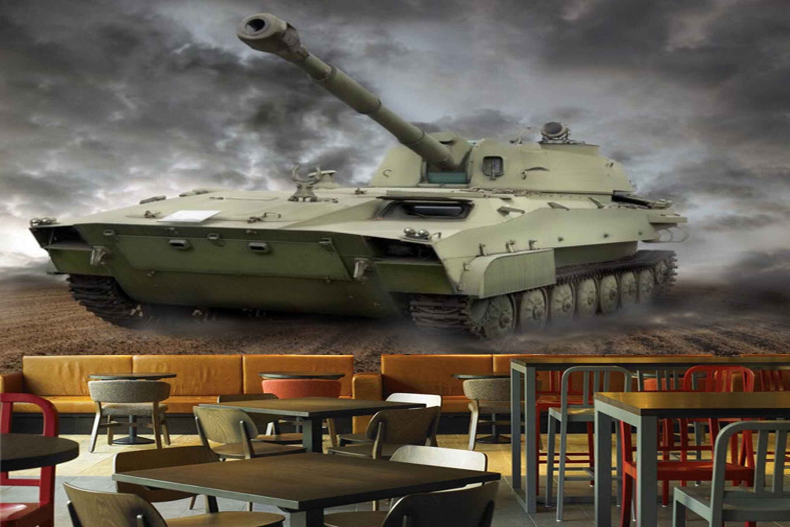 Avikalp MWZ2976 Fighter Tank HD Wallpaper for Cafe Restaurant