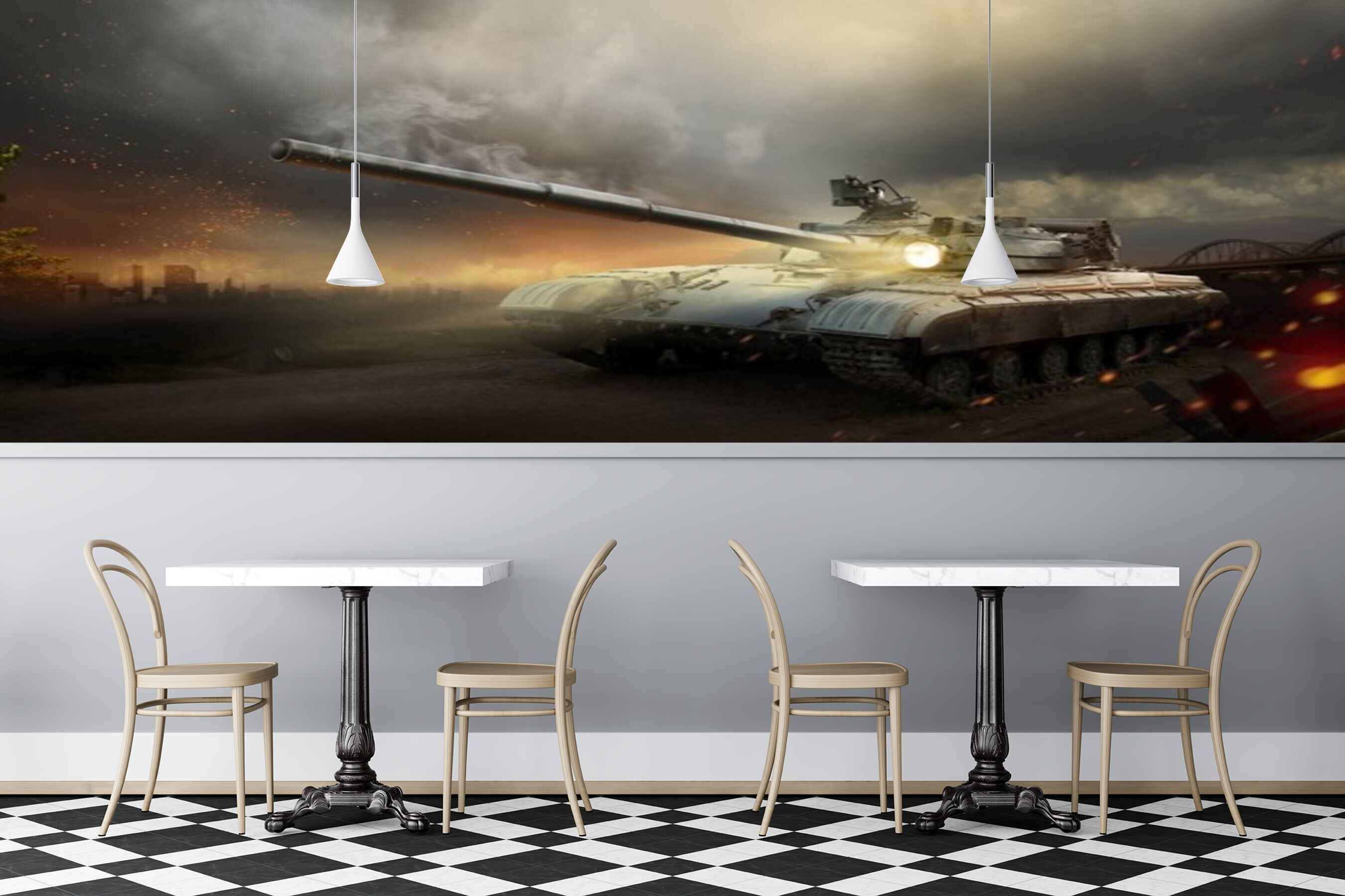 Avikalp MWZ2977 Fighter Tank HD Wallpaper for Cafe Restaurant