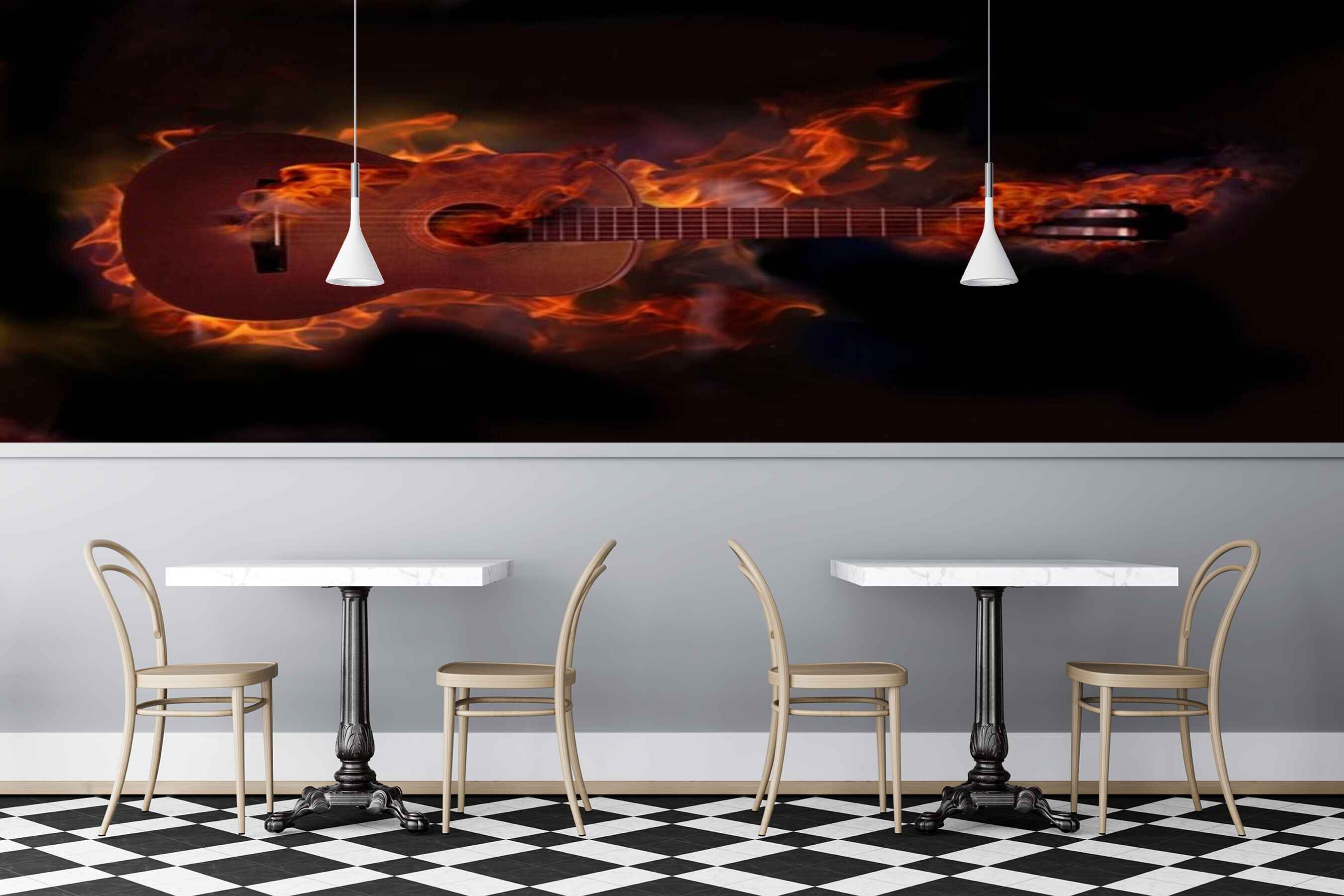 Avikalp MWZ2978 Guitar Firing HD Wallpaper for Cafe Restaurant
