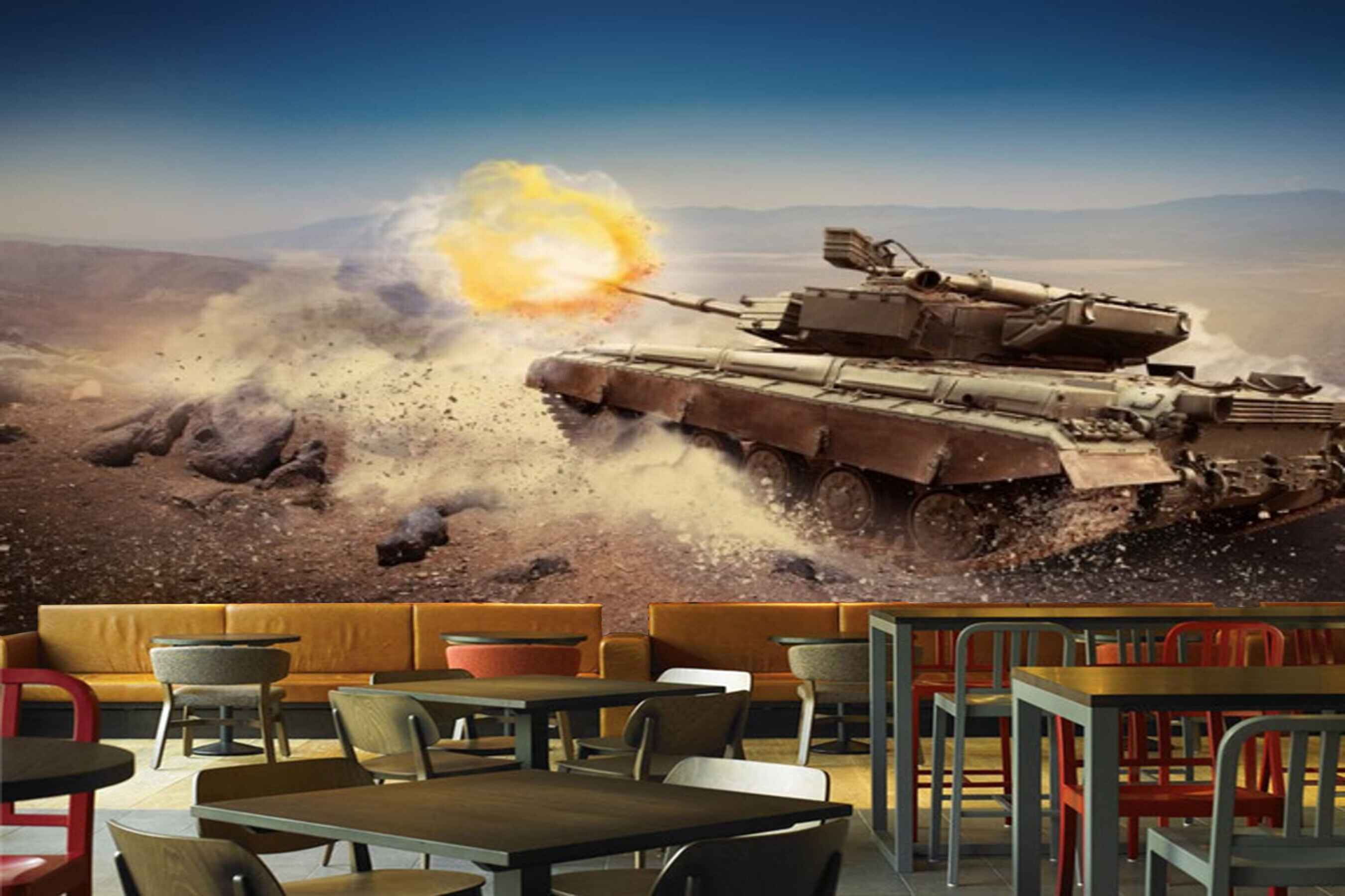 Avikalp MWZ2979 Fighter Tank HD Wallpaper for Cafe Restaurant