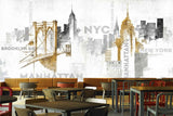 Avikalp MWZ2980 Newyork Architecture HD Wallpaper for Cafe Restaurant