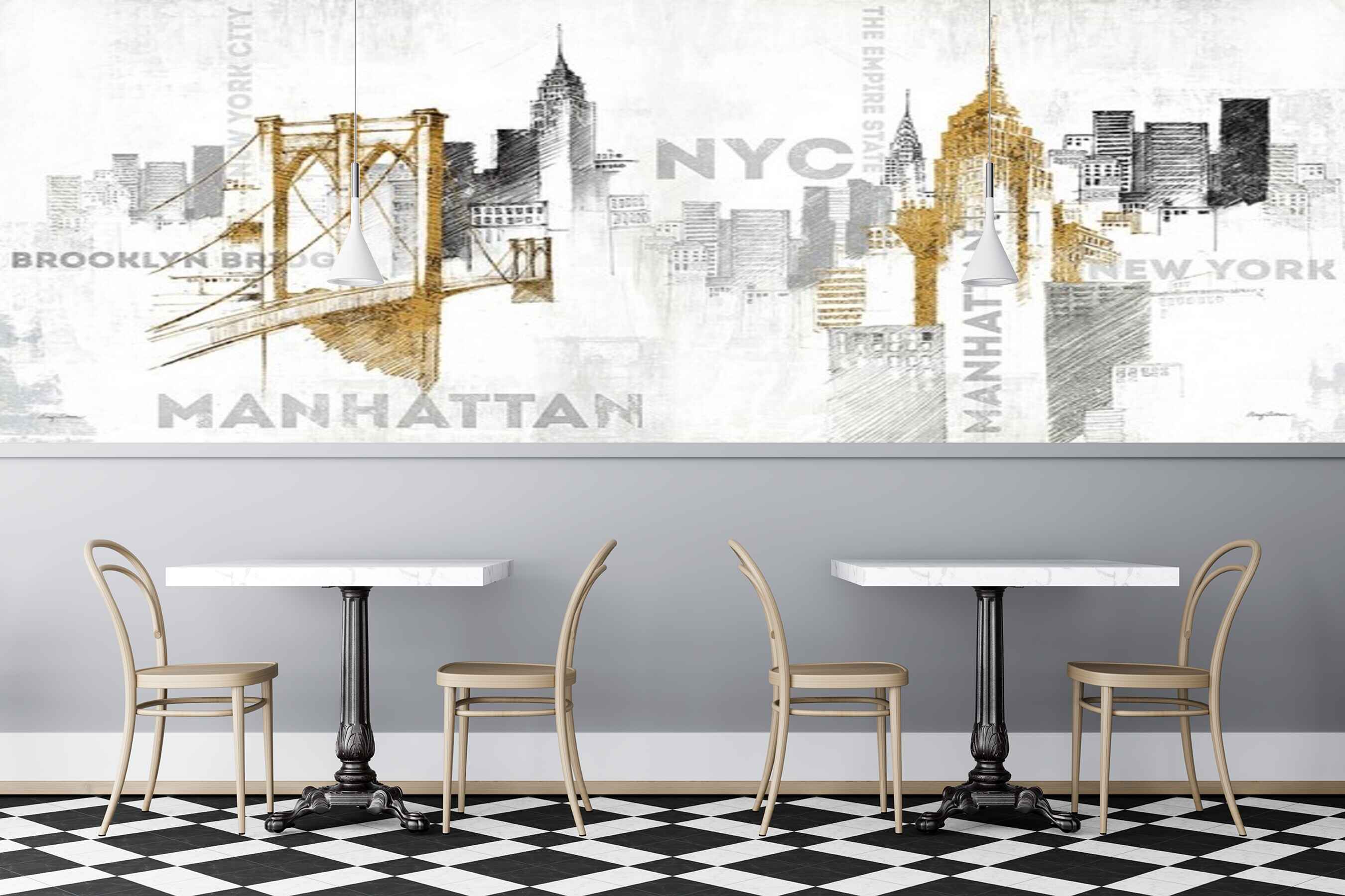 Avikalp MWZ2980 Newyork Architecture HD Wallpaper for Cafe Restaurant
