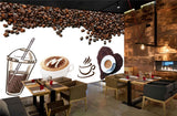 Avikalp MWZ2989 Coffee Beans Milkshake Cups HD Wallpaper for Cafe Restaurant