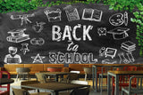 Avikalp MWZ2996 Back To School Leaves Doodle Art HD Wallpaper for Cafe Restaurant