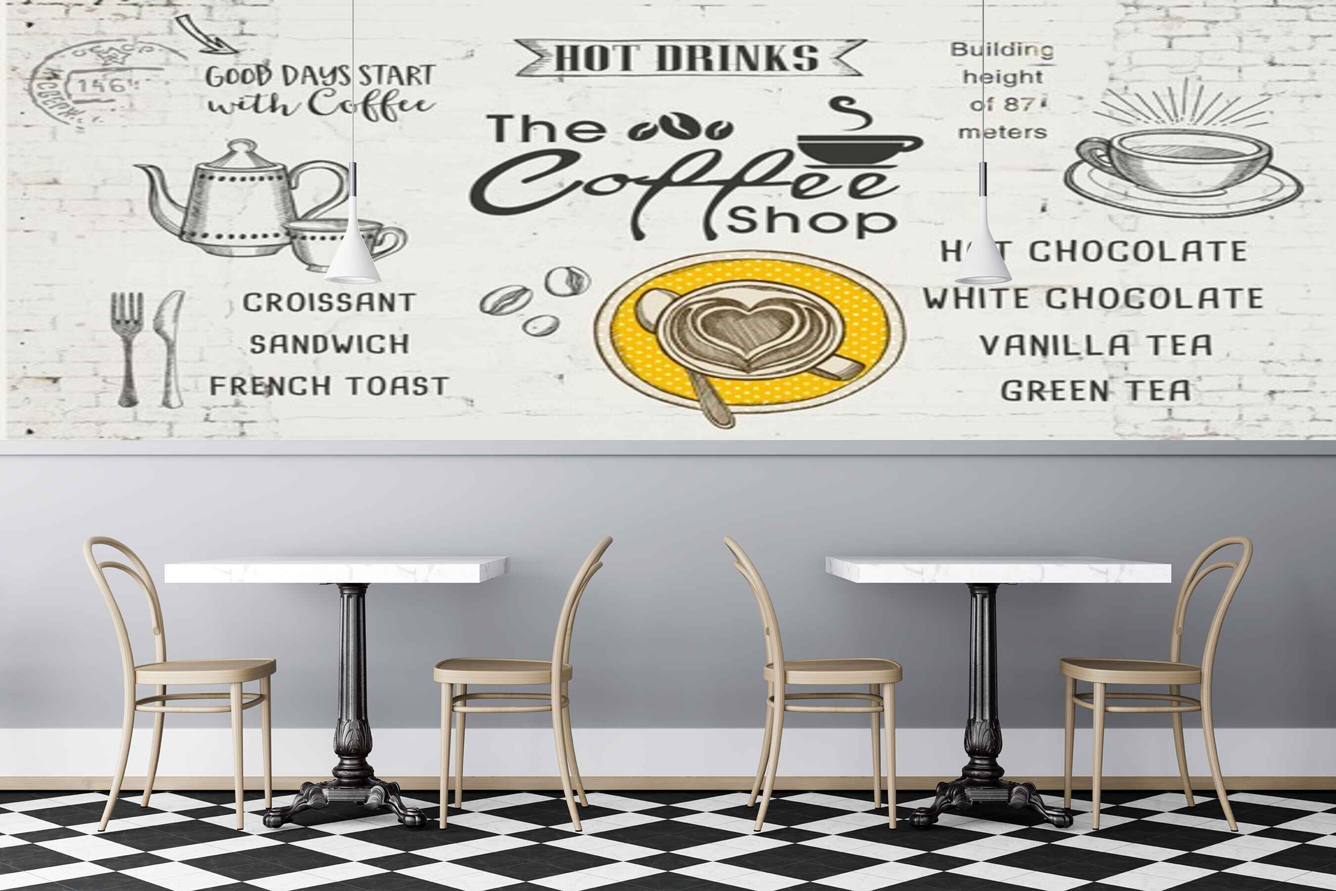 Avikalp MWZ2999 Coffee Shop Cup Jug Chocolates HD Wallpaper for Cafe Restaurant
