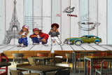 Avikalp MWZ3000 Eiffel Tower Car Coffee HD Wallpaper for Cafe Restaurant