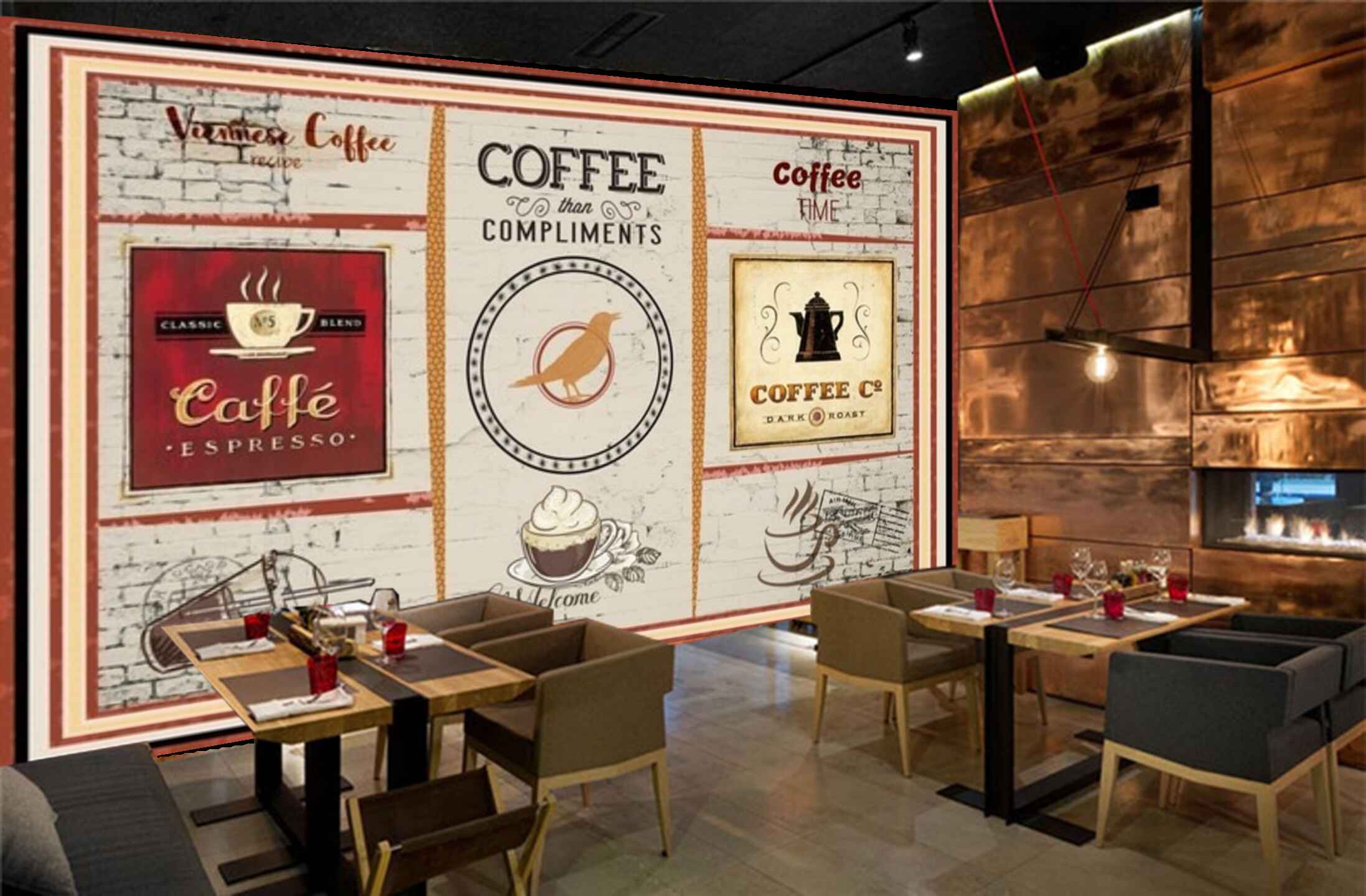 Avikalp MWZ3005 Coffee Milkshake Jug Cups HD Wallpaper for Cafe Restaurant