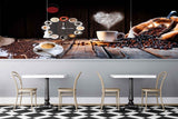 Avikalp MWZ3010 Clock Coffee Beans Cups Saucer HD Wallpaper for Cafe Restaurant