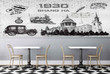 Avikalp MWZ3011 Shang Ha Car Building Telephone Clock HD Wallpaper for Cafe Restaurant