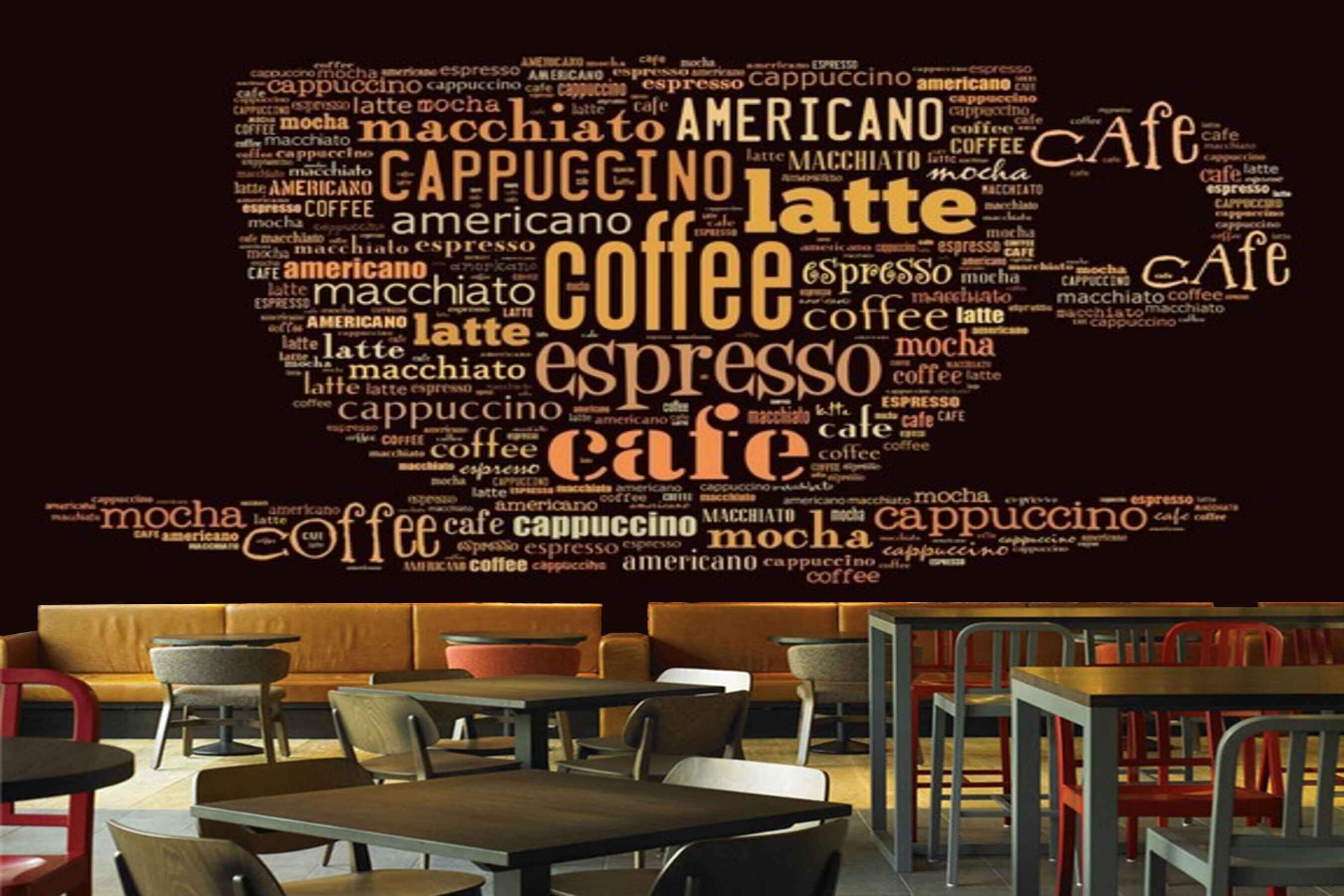 Avikalp MWZ3013 Coffee Cappuccino Expresso Cafe HD Wallpaper for Cafe Restaurant