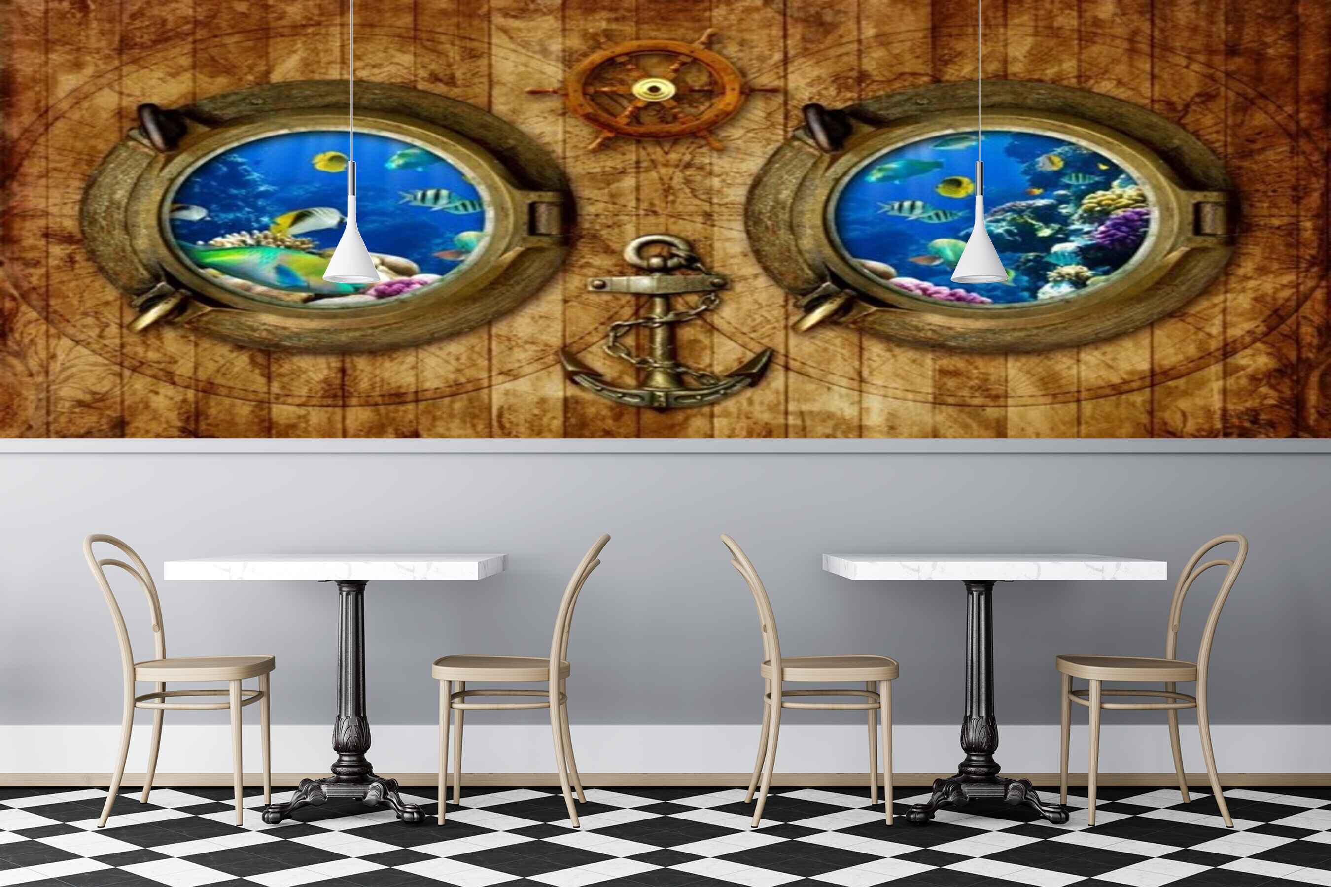 Avikalp MWZ3014 Arrow Chakra Fishes Stones HD Wallpaper for Cafe Restaurant