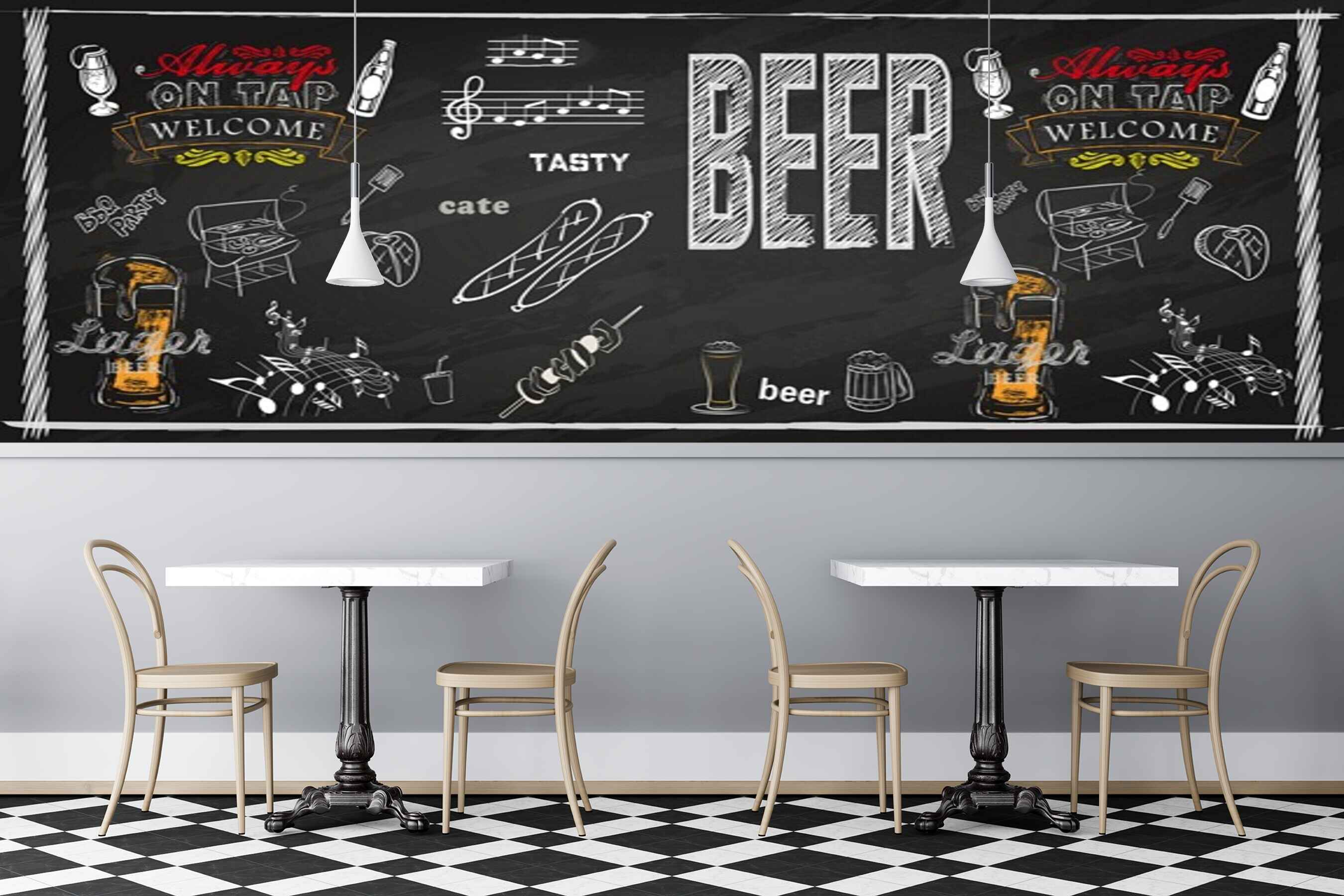 Avikalp MWZ3017 Beer Lager Barbeque Cate HD Wallpaper for Cafe Restaurant