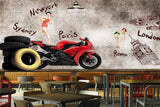 Avikalp MWZ3038 Bike Tyes London Paris Sydney Newyork HD Wallpaper for Cafe Restaurant