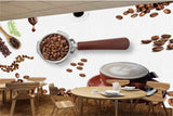 Avikalp MWZ3041 Coffee Beans Cups Saucers Leaves HD Wallpaper for Cafe Restaurant