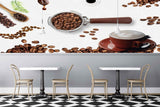 Avikalp MWZ3041 Coffee Beans Cups Saucers Leaves HD Wallpaper for Cafe Restaurant