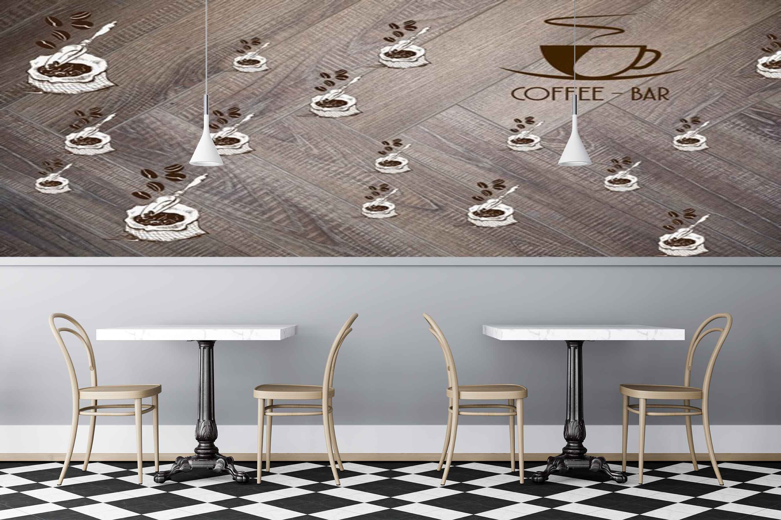 Avikalp MWZ3042 Coffee Bar Beans Bags Spoons HD Wallpaper for Cafe Restaurant