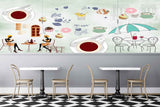 Avikalp MWZ3043 Chairs Ladies Coffee Cup Cakes HD Wallpaper for Cafe Restaurant