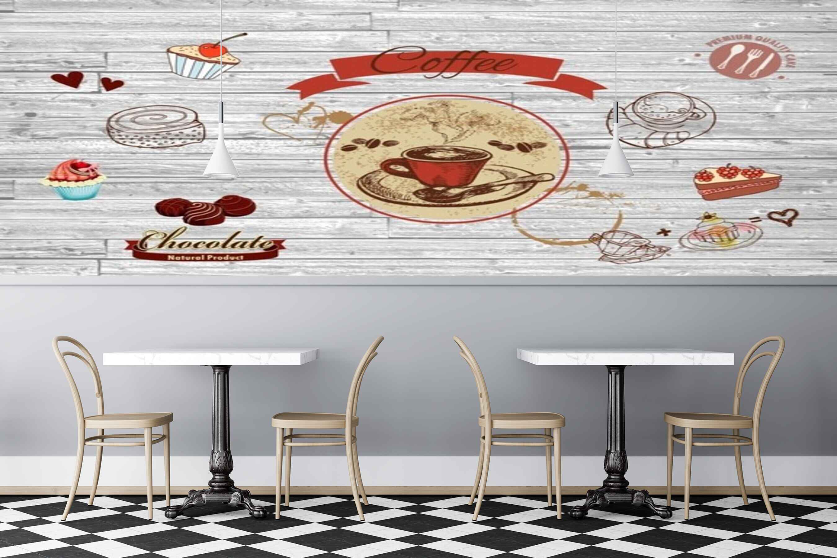 Avikalp MWZ3045 Coffee Chocolate Cup Cakes HD Wallpaper for Cafe Restaurant