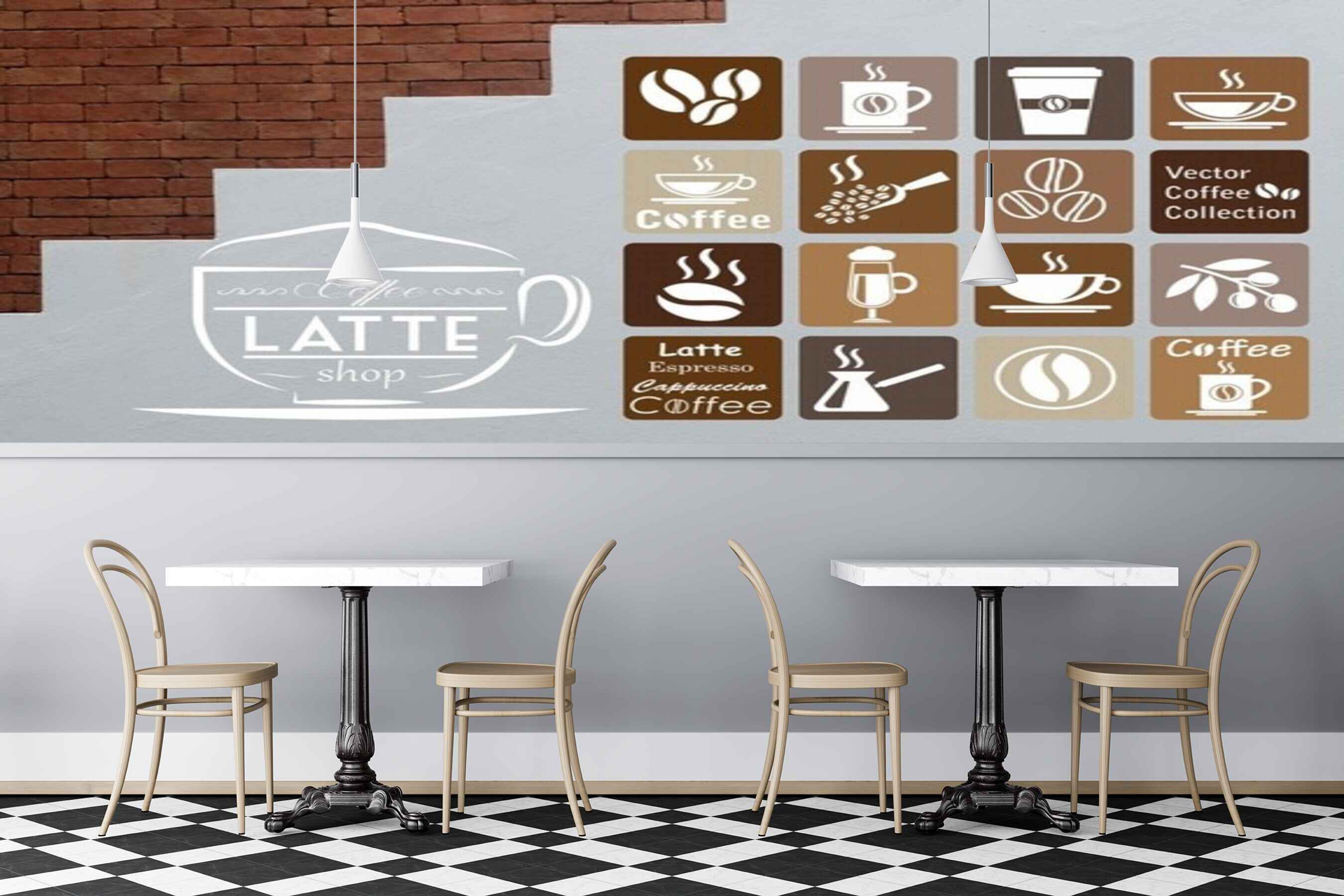 Avikalp MWZ3046 Latte Shop Coffee Cappuccino Jug Cups HD Wallpaper for Cafe Restaurant