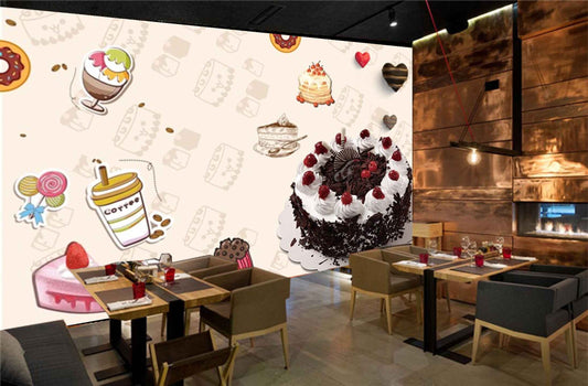 Avikalp MWZ3052 Chocolate Cakes Coffee Cup Cakes Candies HD Wallpaper for Cafe Restaurant