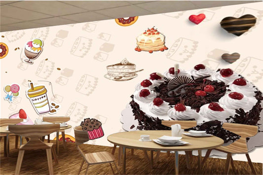 Avikalp MWZ3052 Chocolate Cakes Coffee Cup Cakes Candies HD Wallpaper for Cafe Restaurant