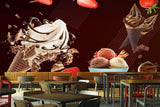 Avikalp MWZ3053 Ice Creams Scoops Strawberries HD Wallpaper for Cafe Restaurant