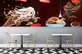 Avikalp MWZ3053 Ice Creams Scoops Strawberries HD Wallpaper for Cafe Restaurant