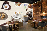 Avikalp MWZ3057 Coffee Beans Biscuits Purple Flowers HD Wallpaper for Cafe Restaurant